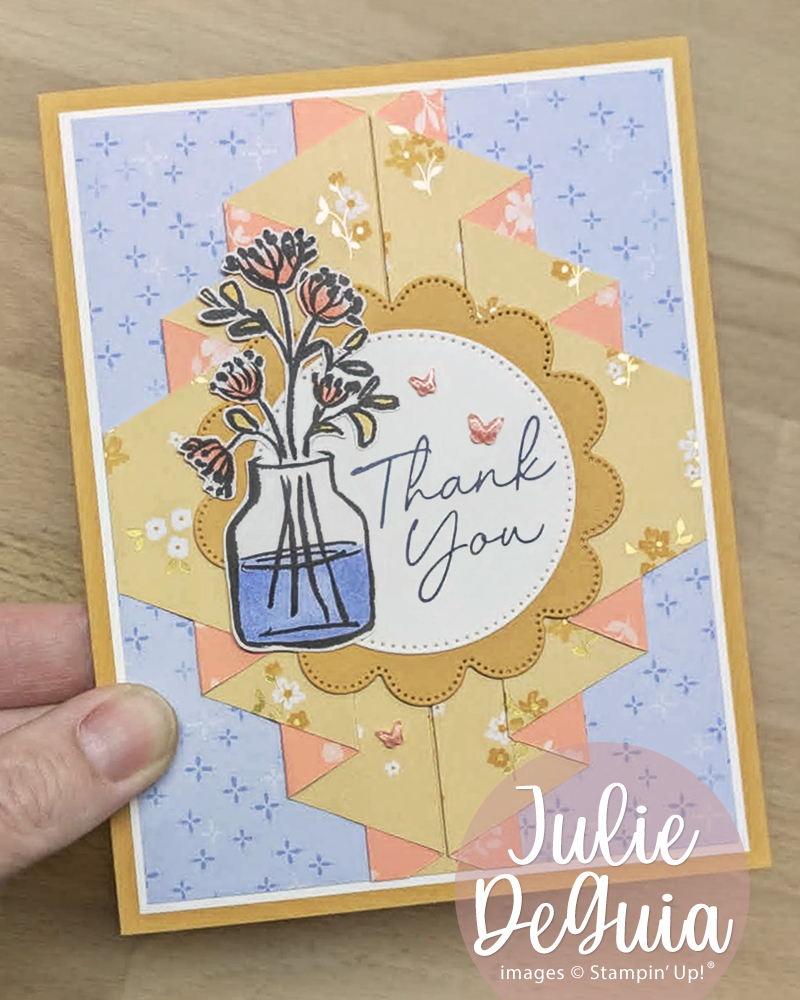 How to make a beautiful handmade card using the Double Pleated Fun Fold technique and Stampin' Up! products from the Bloom Boutique Suite.