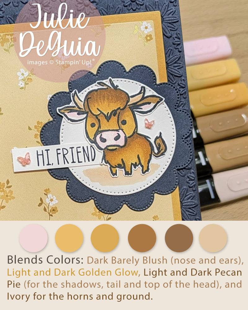 How to color the cute highland cow in the Wild Bunch June Product of the Month stamp set from Stampin' Up!